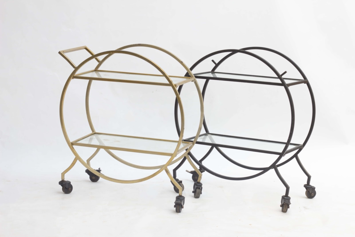 Glass and Metal Rolling Shelf - Image 1
