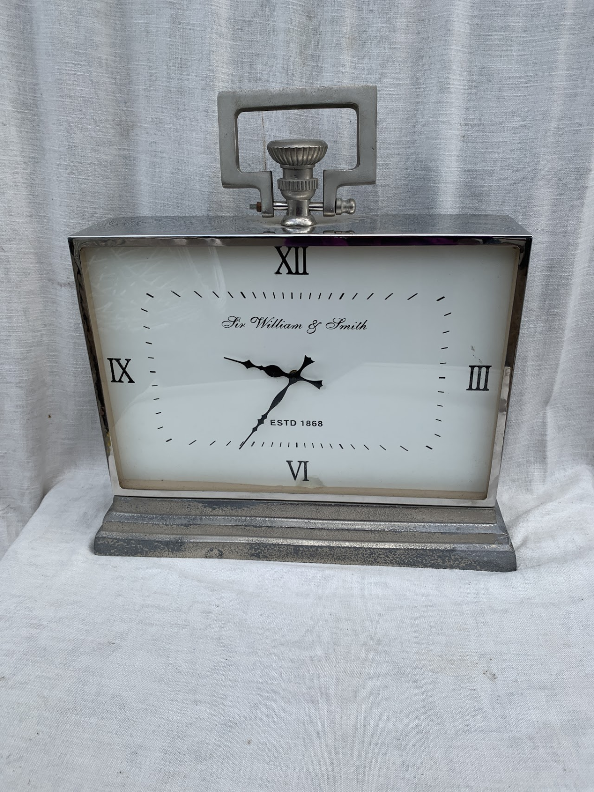 silver glass clock Silver glass desk clock - Image 1