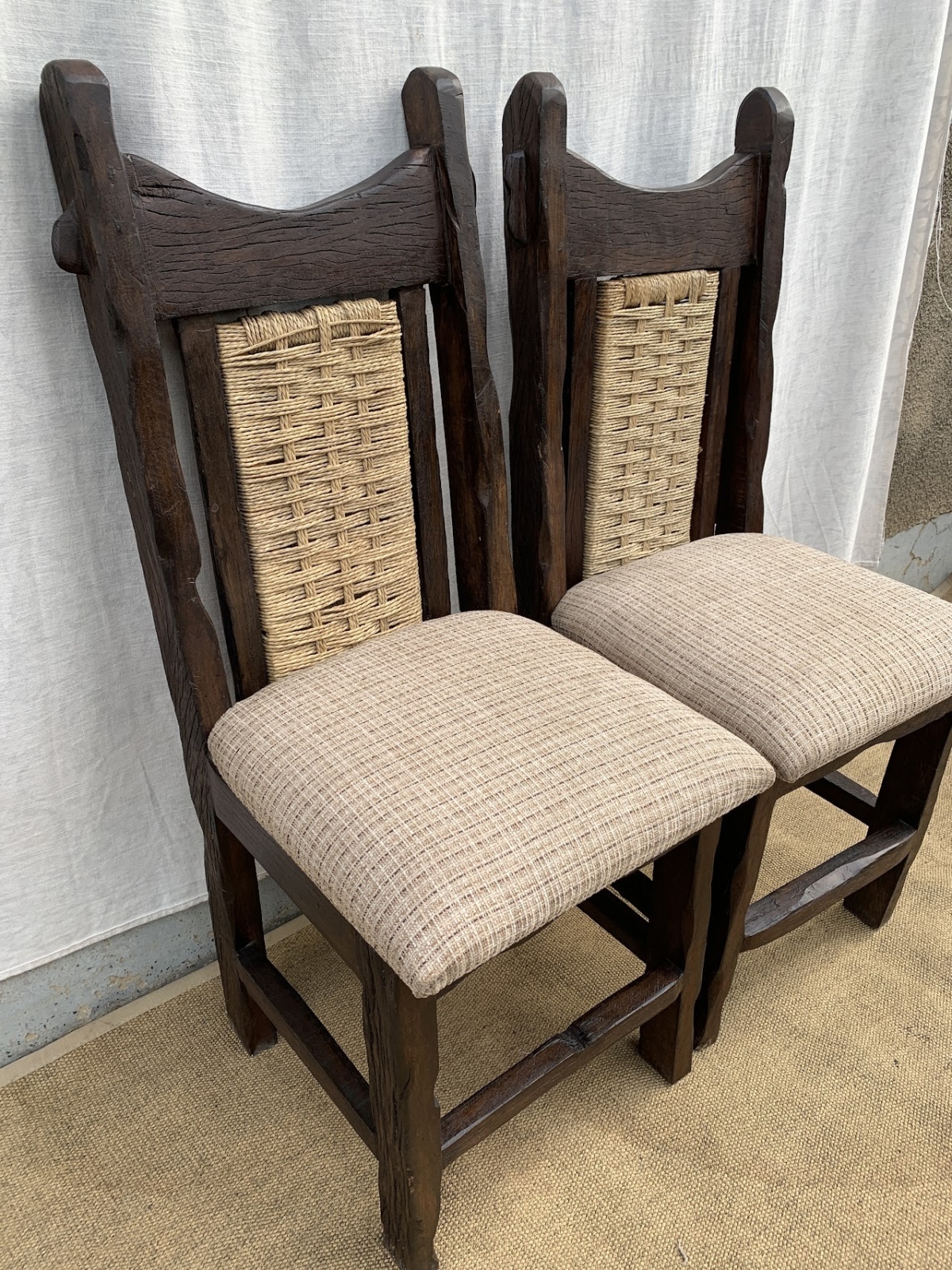 wooden raffia chair