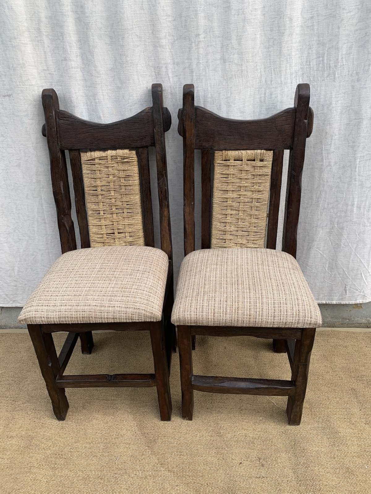 Wooden raffia chair Rustic Woven Raffia Chair - Image 1
