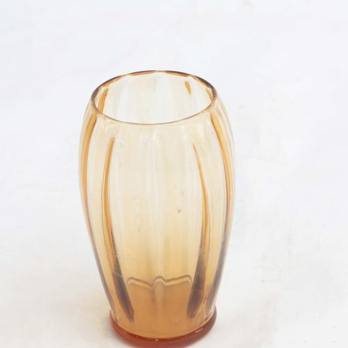 Amber ribbed glass Amber ribbed glass vase - Image 1