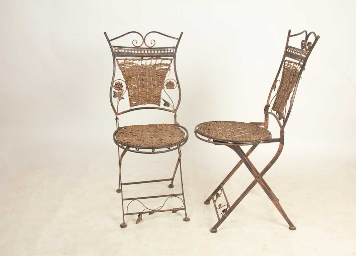 Wrought Iron Bistro Chair (Woven Back) - Image 1