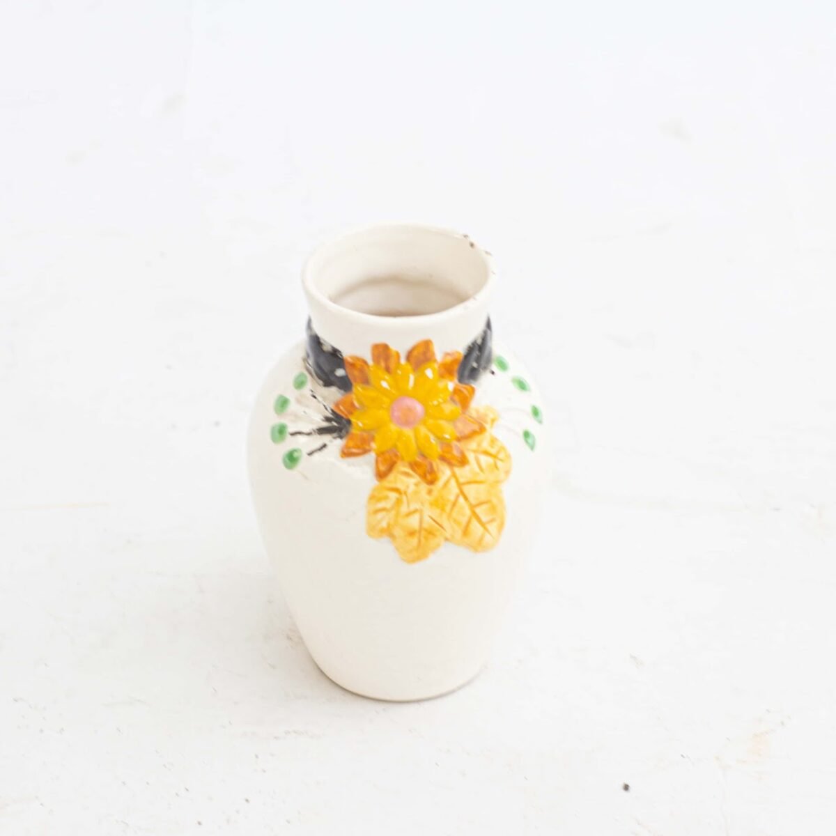 White Vase with Painted Yellow Flower - Image 1