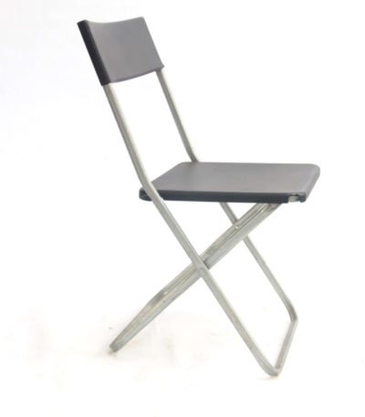 black foldable metal chair