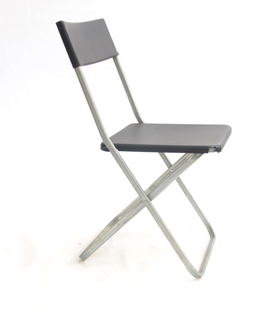 black foldable metal chair