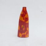 Red wooden flower vase