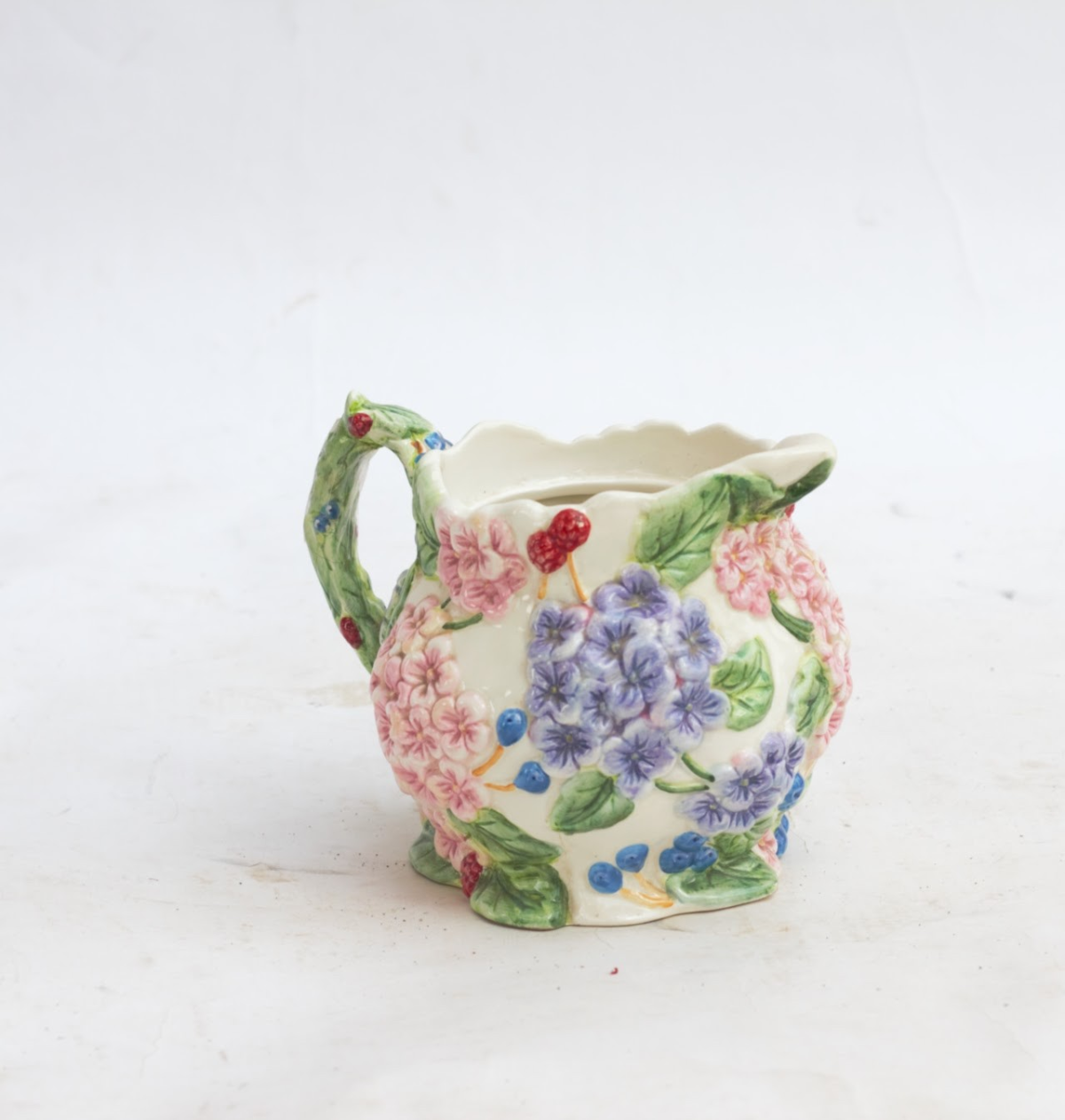 ceramic jug Embossed Floral Relief Pitcher - Image 1