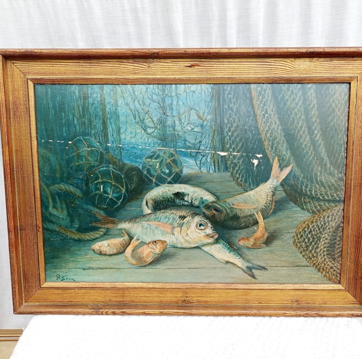 Antique Fish Painting - Image 1