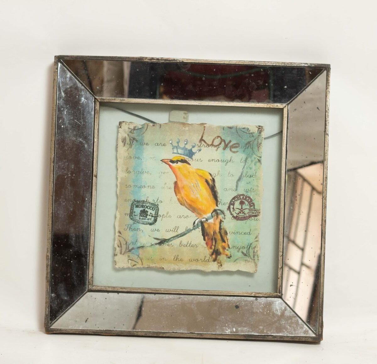 Bird Art Bird Art with Mirror Frame - Image 1