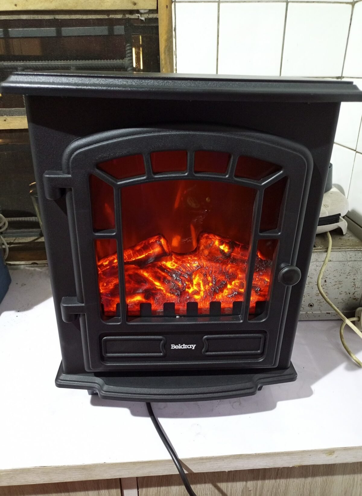 Electric Indoor Fireplace Black Stove-Style Electric Fireplace - Image 1