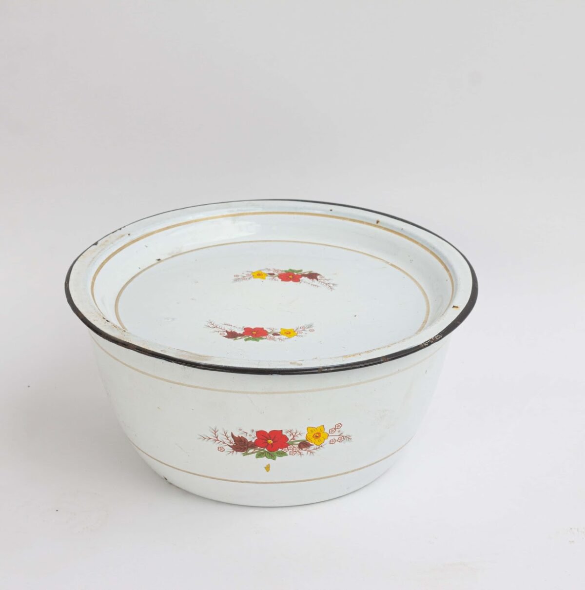 Vintage Floral Enamelware Bowl - Image 1