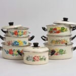 Vintage enamel dish set