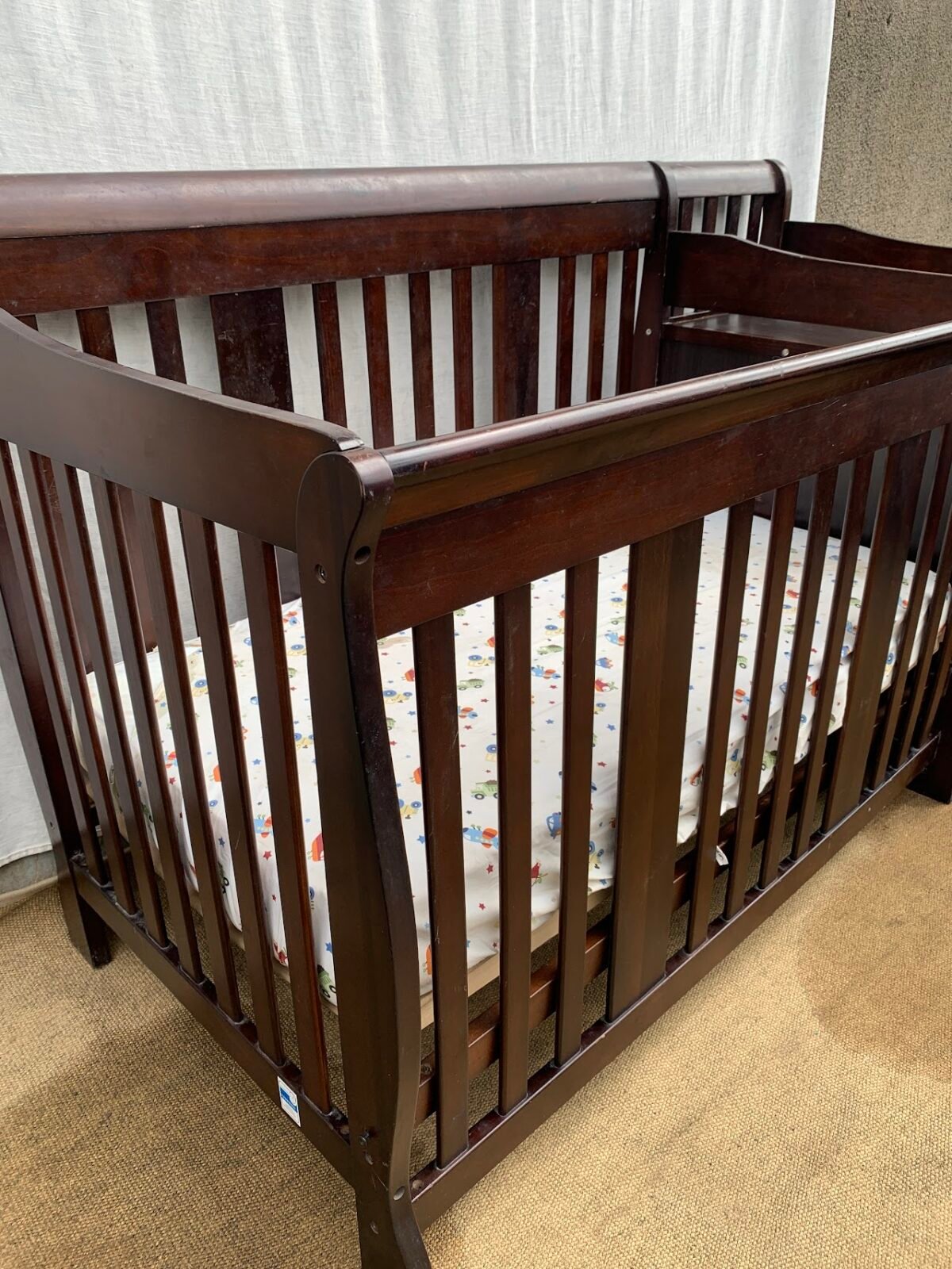 Wooden brown baby cot - Image 3