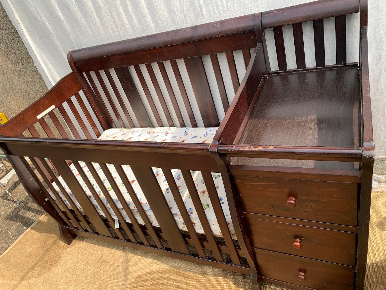 Wooden brown baby cot 3 Wooden brown baby cot - Image 1