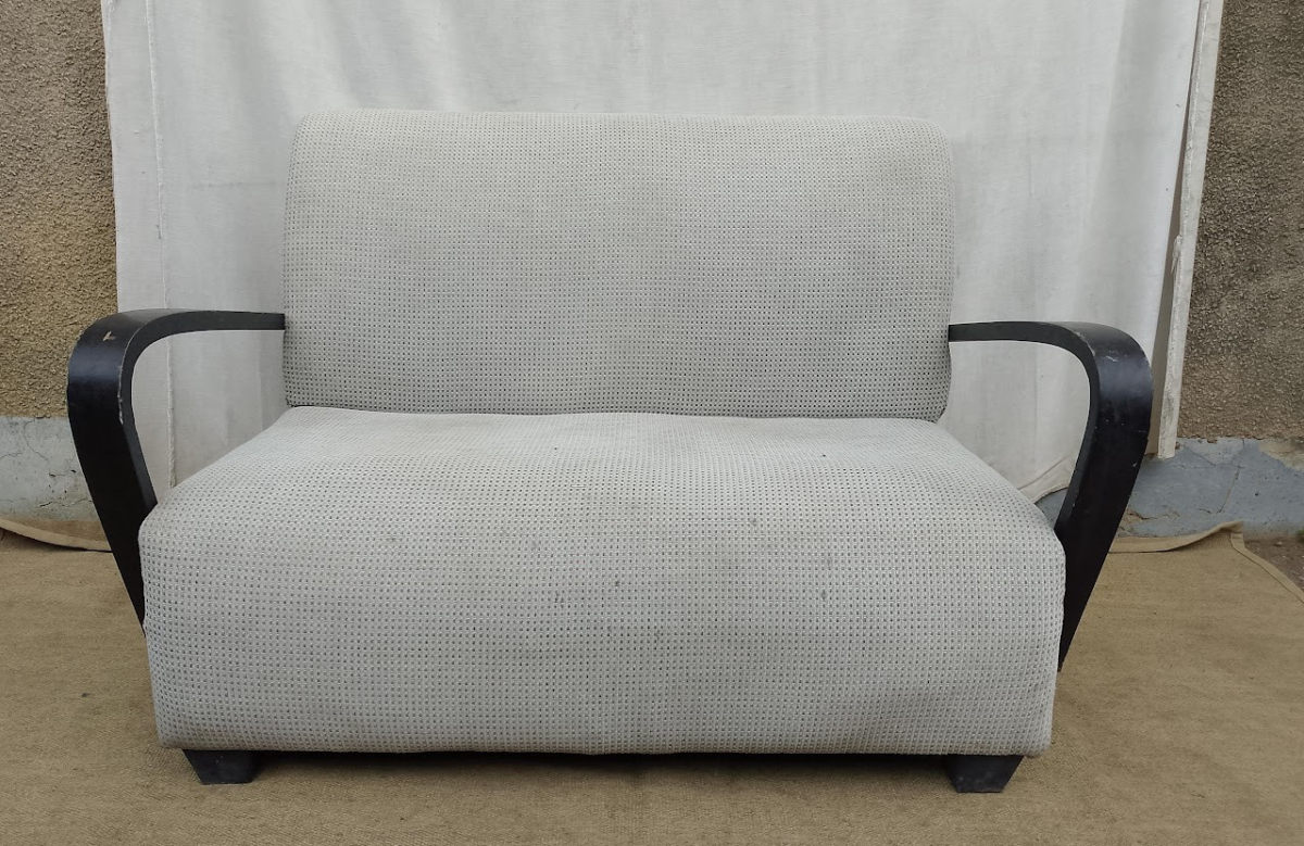 2-Seater wooden white arm sofa 2-Seater wooden white arm sofa - Image 1