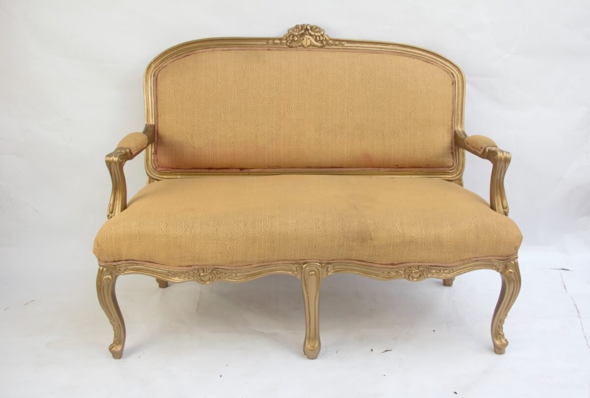 2-seater Golden giftwood armchair Gold Giltwood 2-Seater Armchair - Image 1