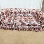 3-seater Brown flowery pattern sofa