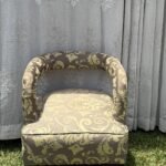 Barrel-Back Damask Accent Chair
