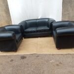 2-seater Black Leather Sofa