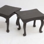 Black wooden stool
