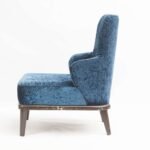 Blue velvet armchair