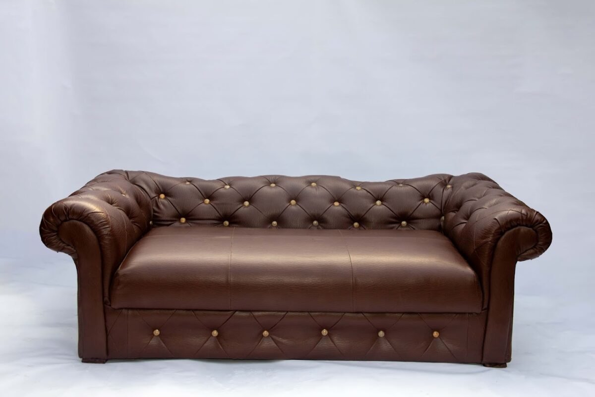 Brown 2-seater Leather couch Brown 2-seater Leather Couch - Image 1