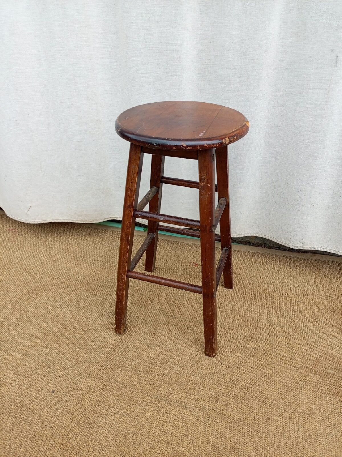 Brown Hardwood Bar Stool - Image 1