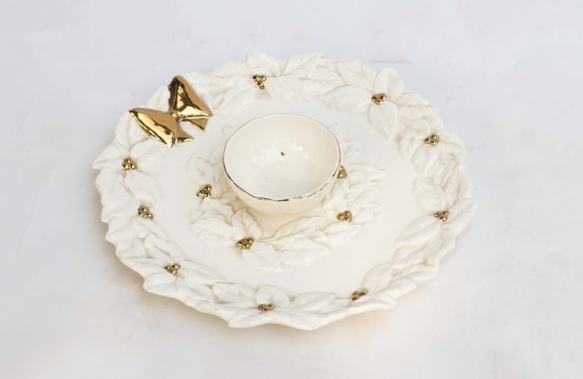 Ceramic Plate with Dip Bowl Ceramic Plate with Dip Bowl - Image 1