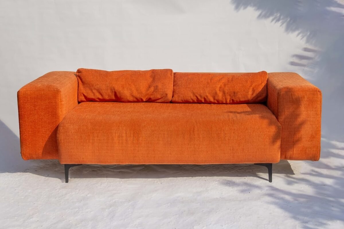 Comfy orange three seater sofa Orange 3-Seater Sofa - Image 1