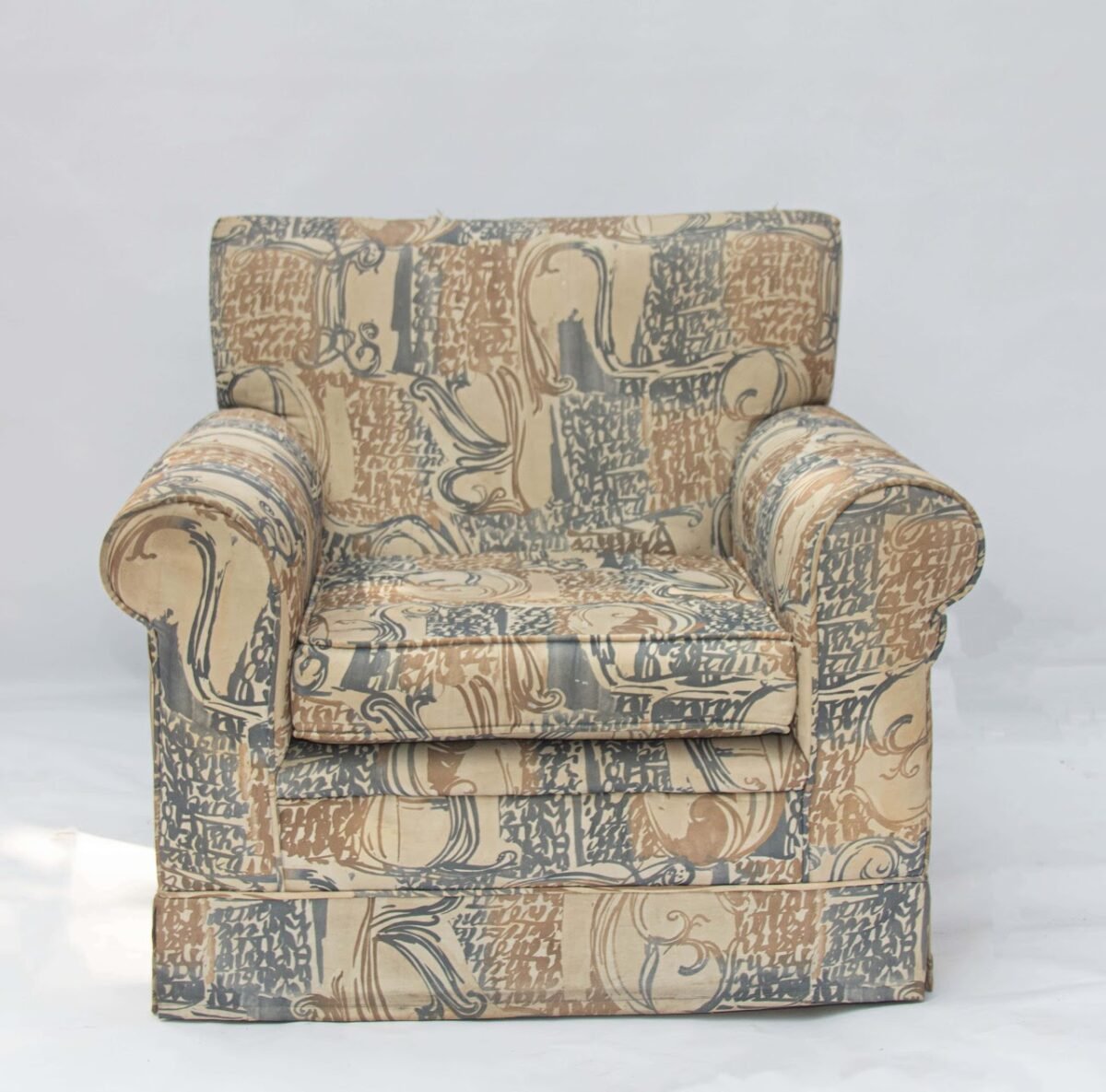 Cream Patterned One Seater Sofa Cream Patterned One Seater Sofa - Image 1