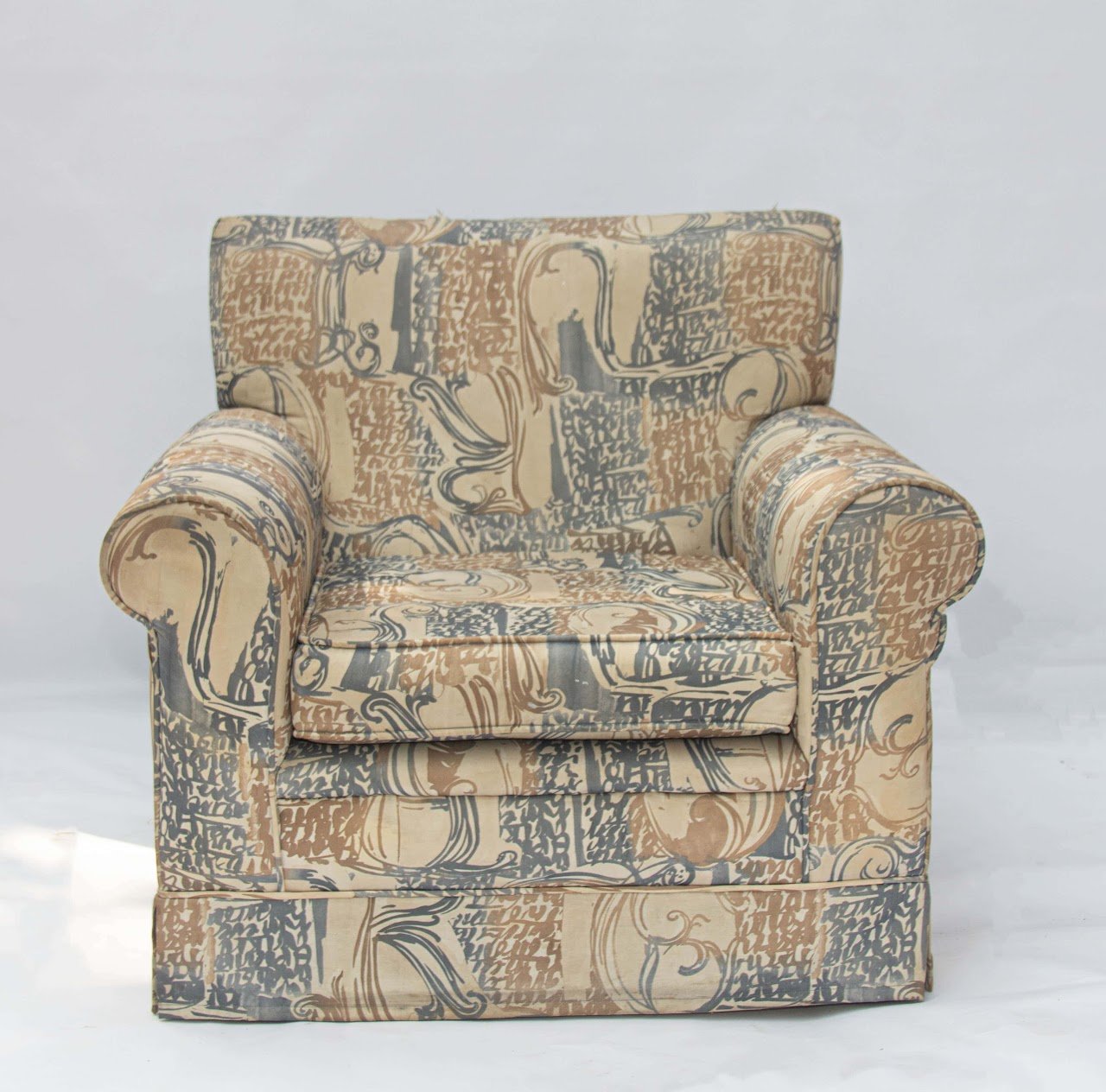 Cream Patterned One Seater Sofa Cream Patterned One Seater Sofa - Image 1
