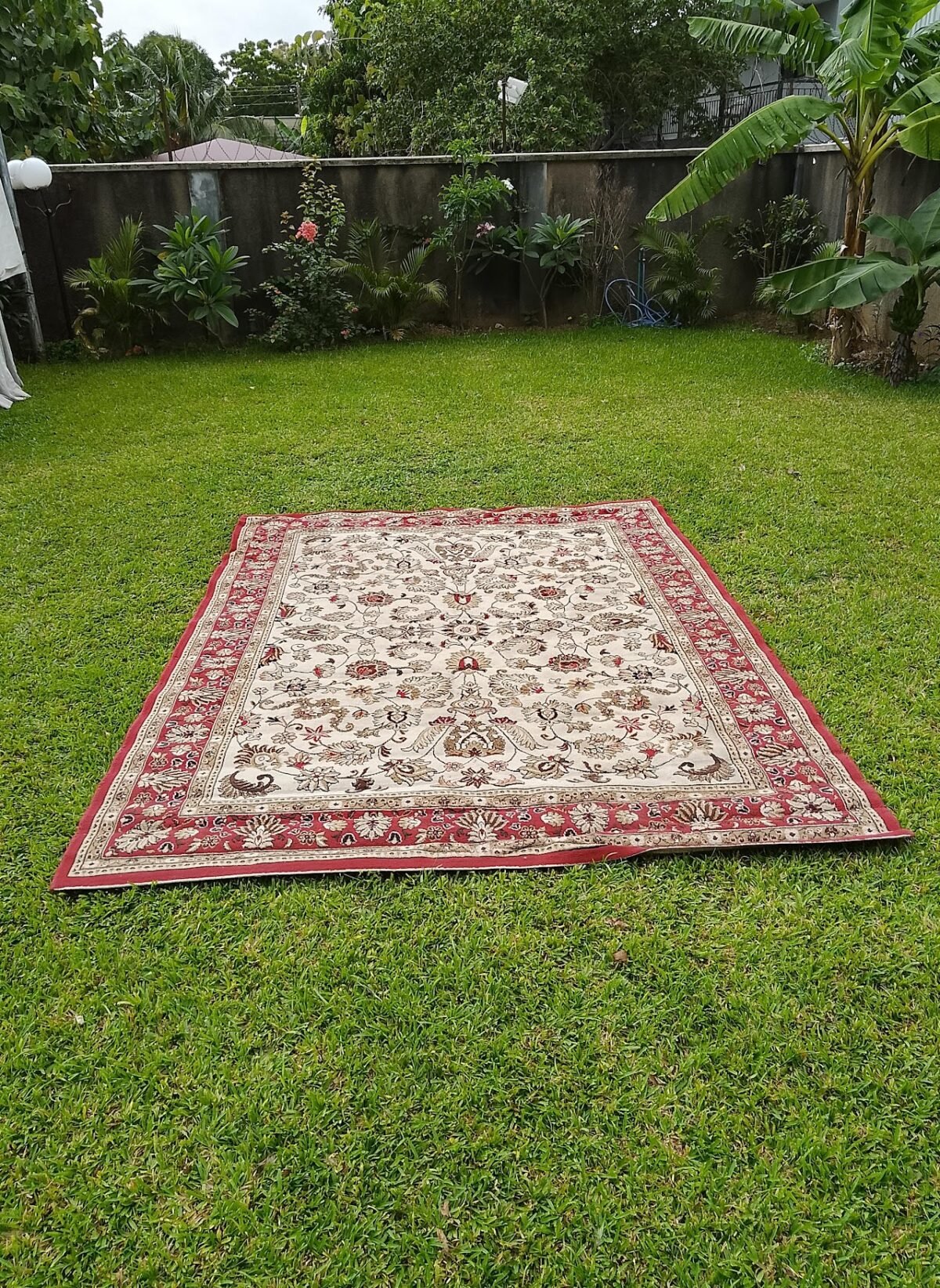 Cream and Maroon Persian Rug Cream and Maroon Persian Rug - Image 1