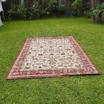 Cream and Maroon Persian Rug