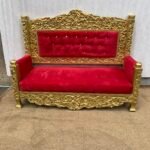 Gold and red 3-seater royal chair