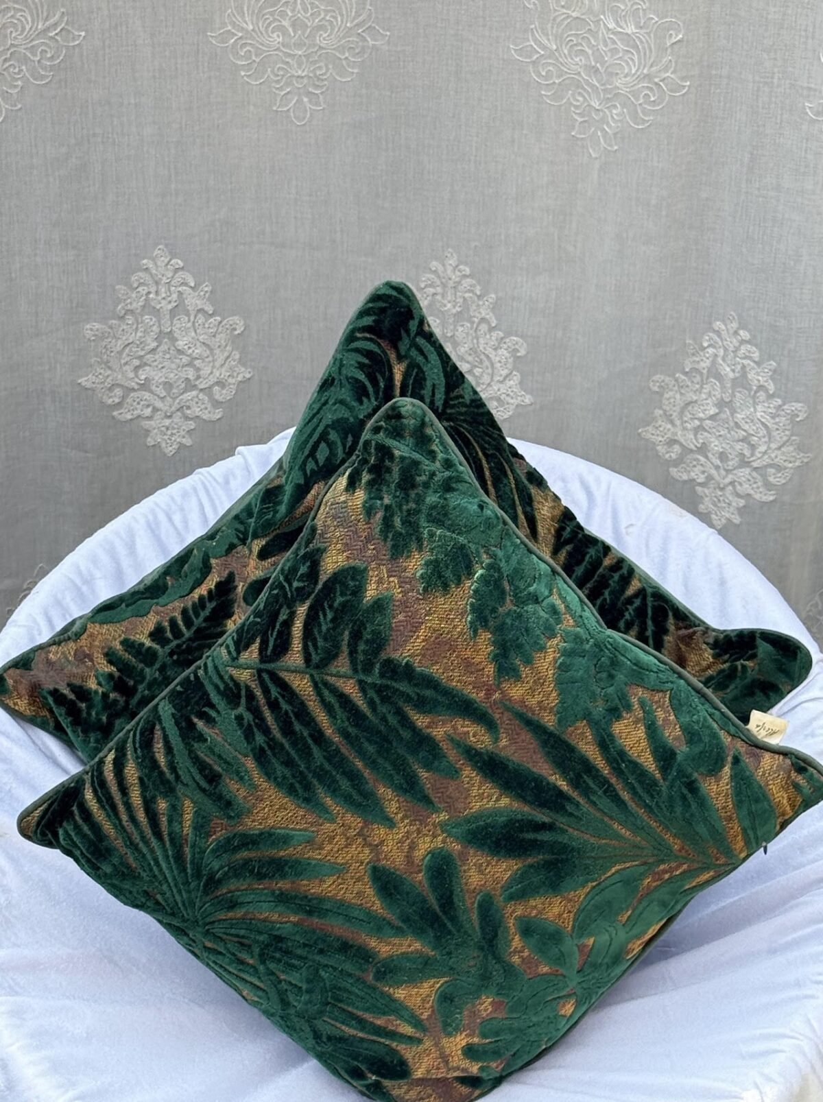 Green and gold Fluffy throw Pillow Green and gold Fluffy throw Pillow - Image 1