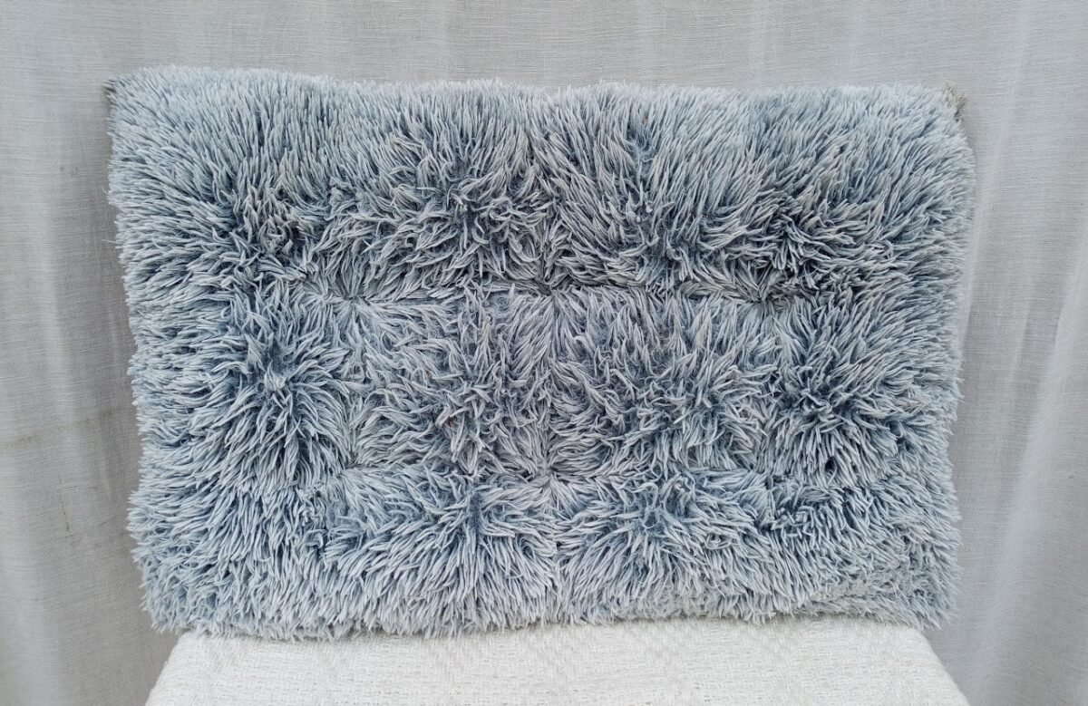 Grey Fluffy Throw Pillow - Image 1