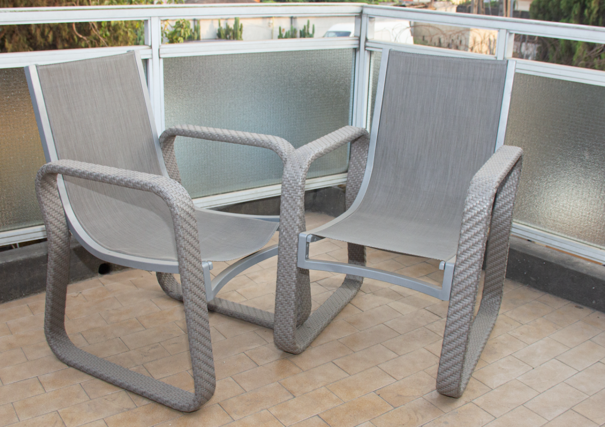 Grey Outdoor Cane Chair Grey Outdoor Cane Chair - Image 1