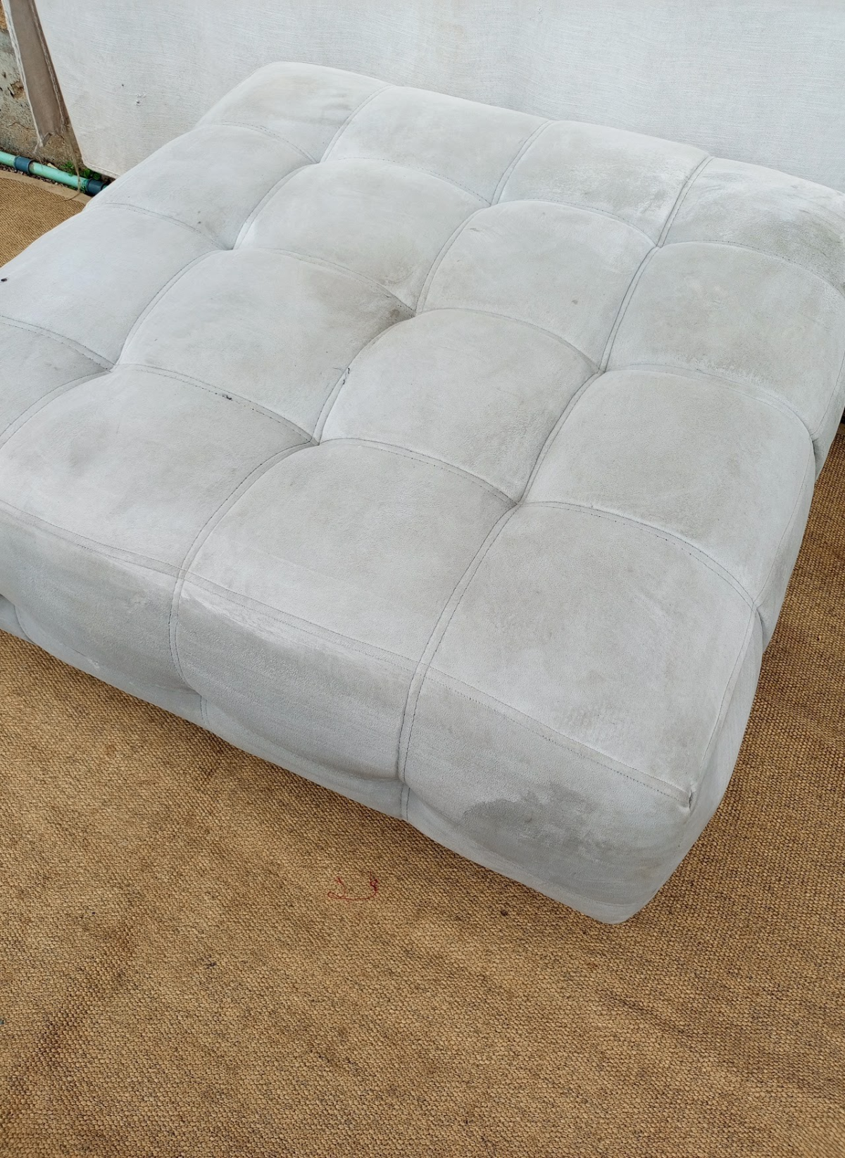 Grey Tufted Ottoman - Image 2
