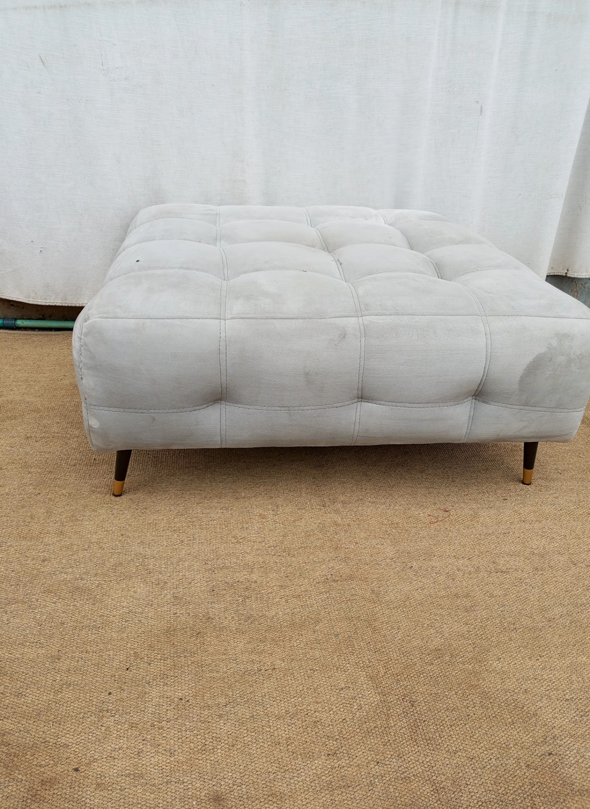 Grey Tufted Ottoman 2 Grey Tufted Ottoman - Image 1