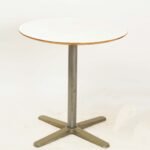 Round Wooden Table with Metal Stand