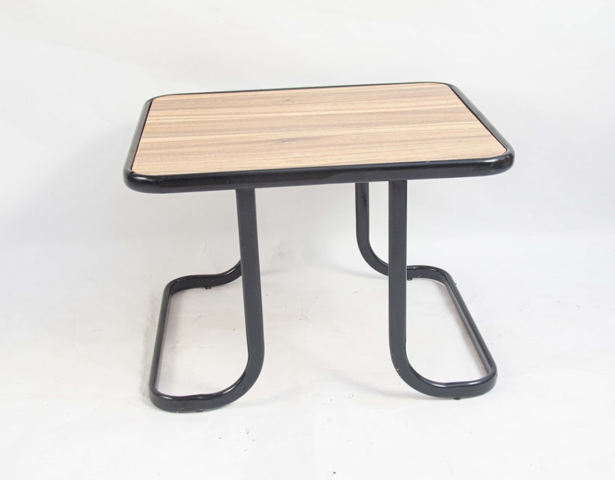 Low Camping Table Low Metal-Frame Coffee Table (Wood Top) - Image 1