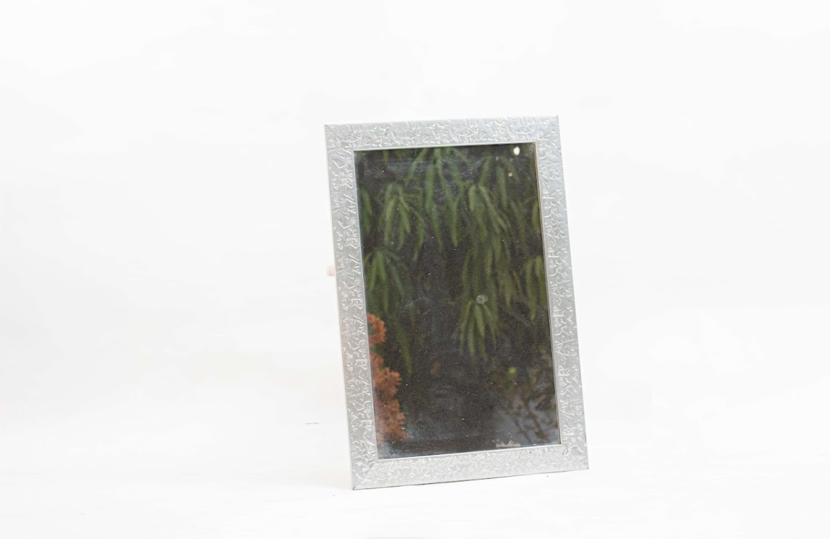 Metal frame mirror Silver Textured Metal Frame Mirror - Image 1