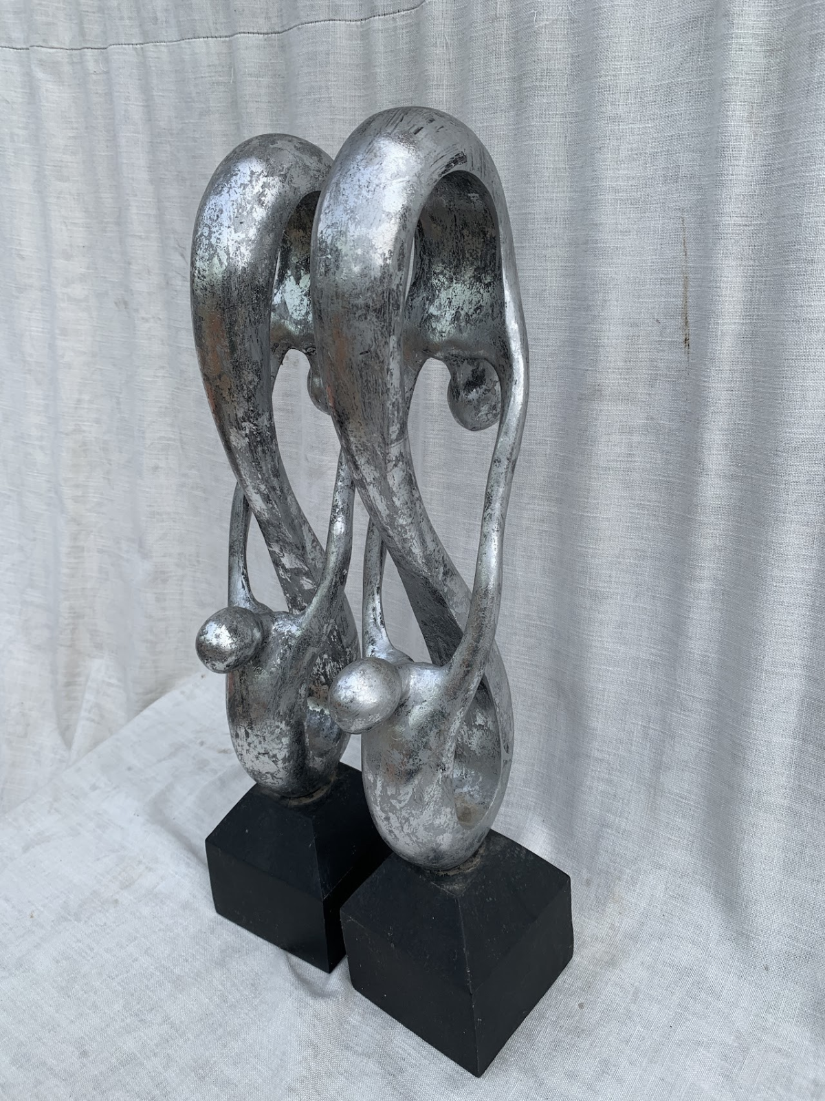 Silver Ceramic Abstract Sculpture - Image 1
