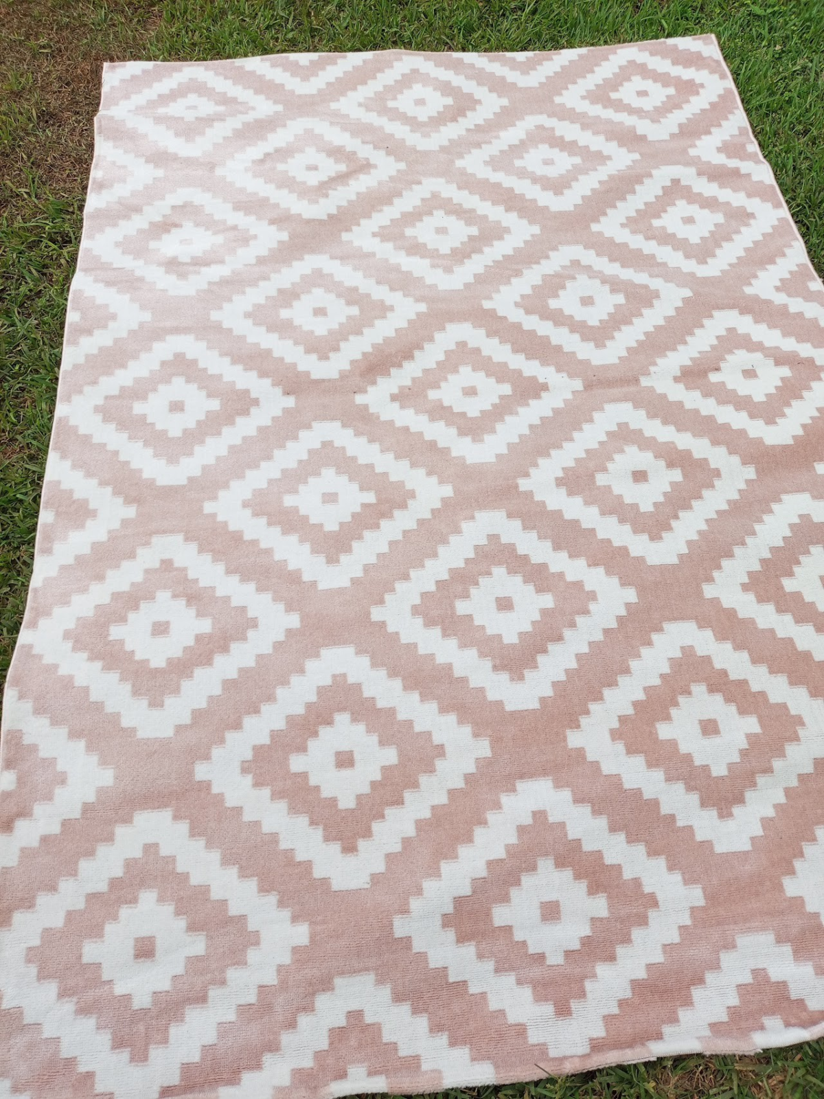 Pink and White Tufted Moroccan Rug - Image 1