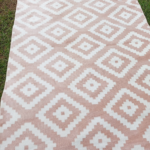 Pink and White Tufted Moroccan Rug