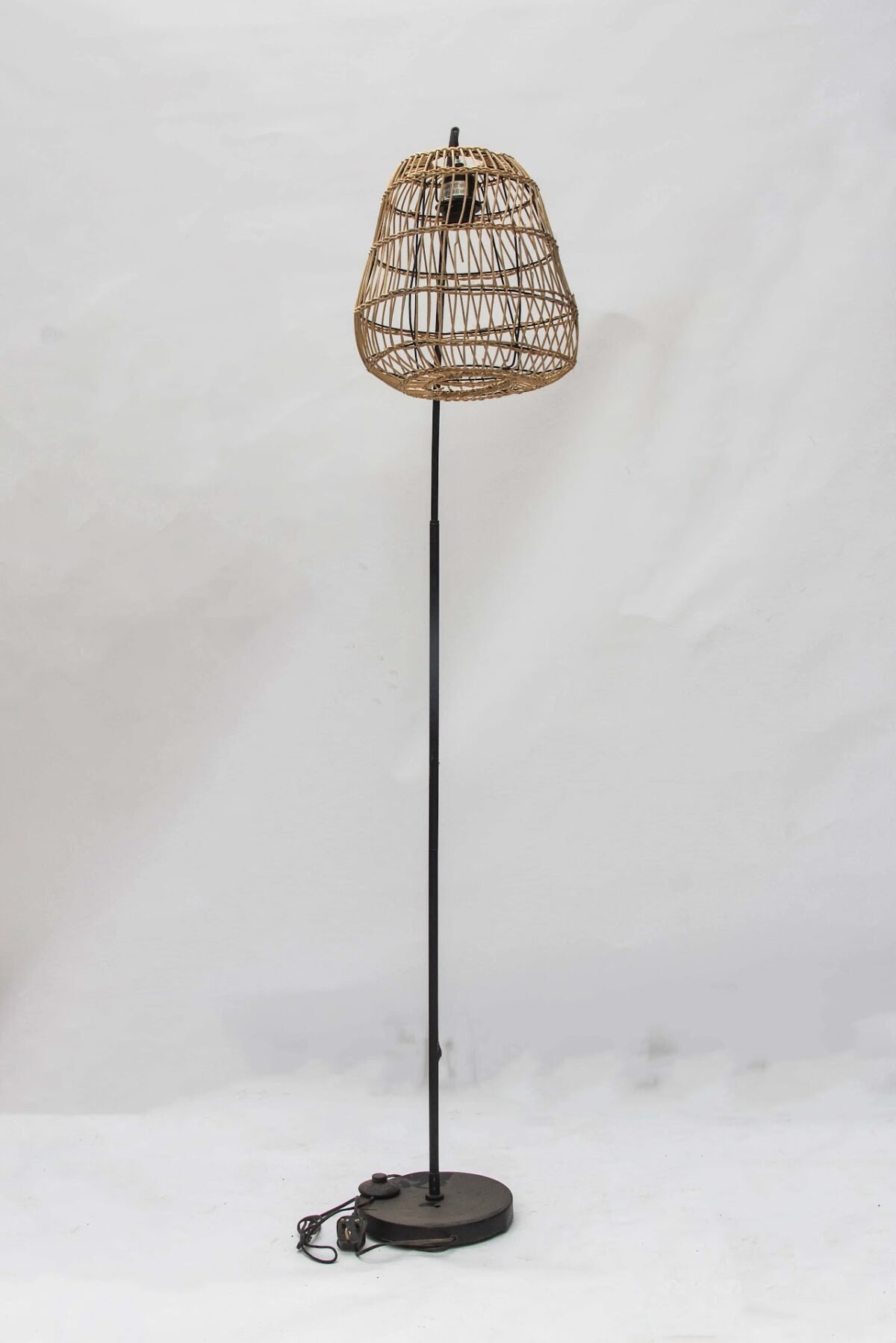 Rattan LED floor lamp 4 Rattan Cage Floor Lamp (Adjustable Stand) - Image 1