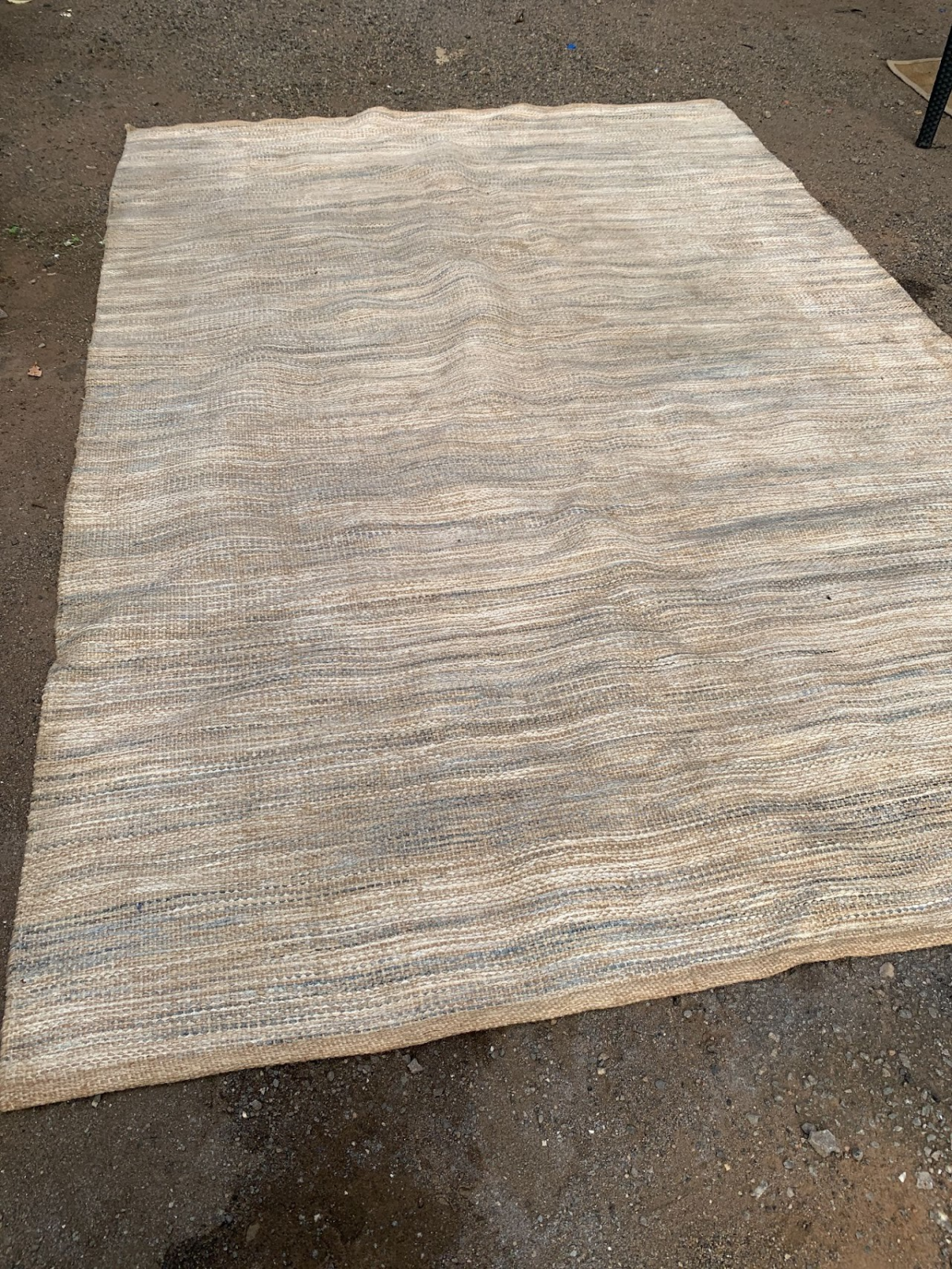 Rattan Rug 2 Grey Striated Flatweave Rug - Image 1