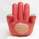Red hand swivel chair