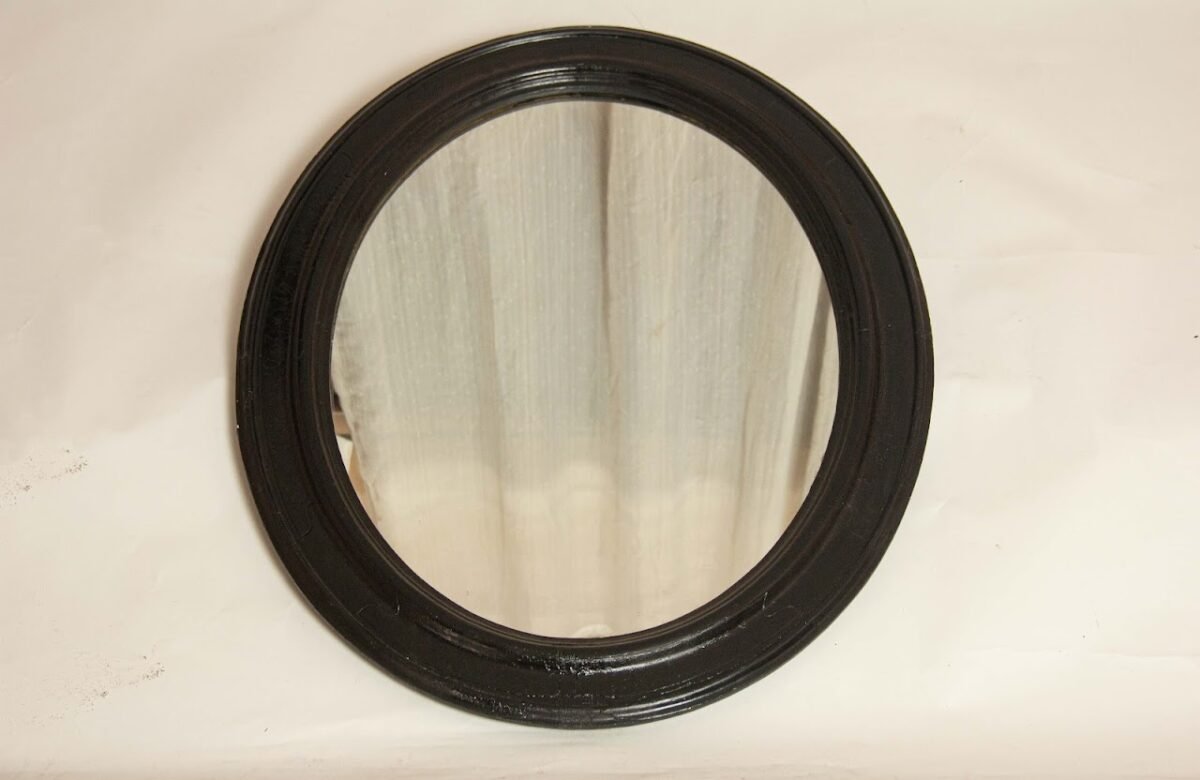Round Black wooden mirror - Image 1