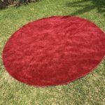 Round Crimson Shag Area Rug